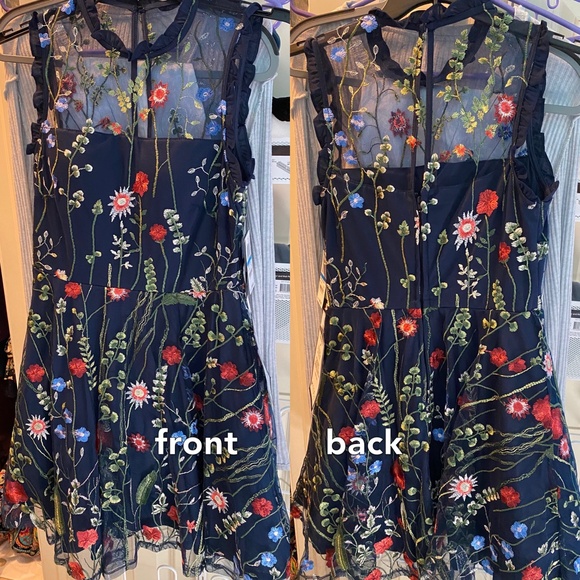 Navy Floral Formal/Homecoming Dress - Picture 5 of 6